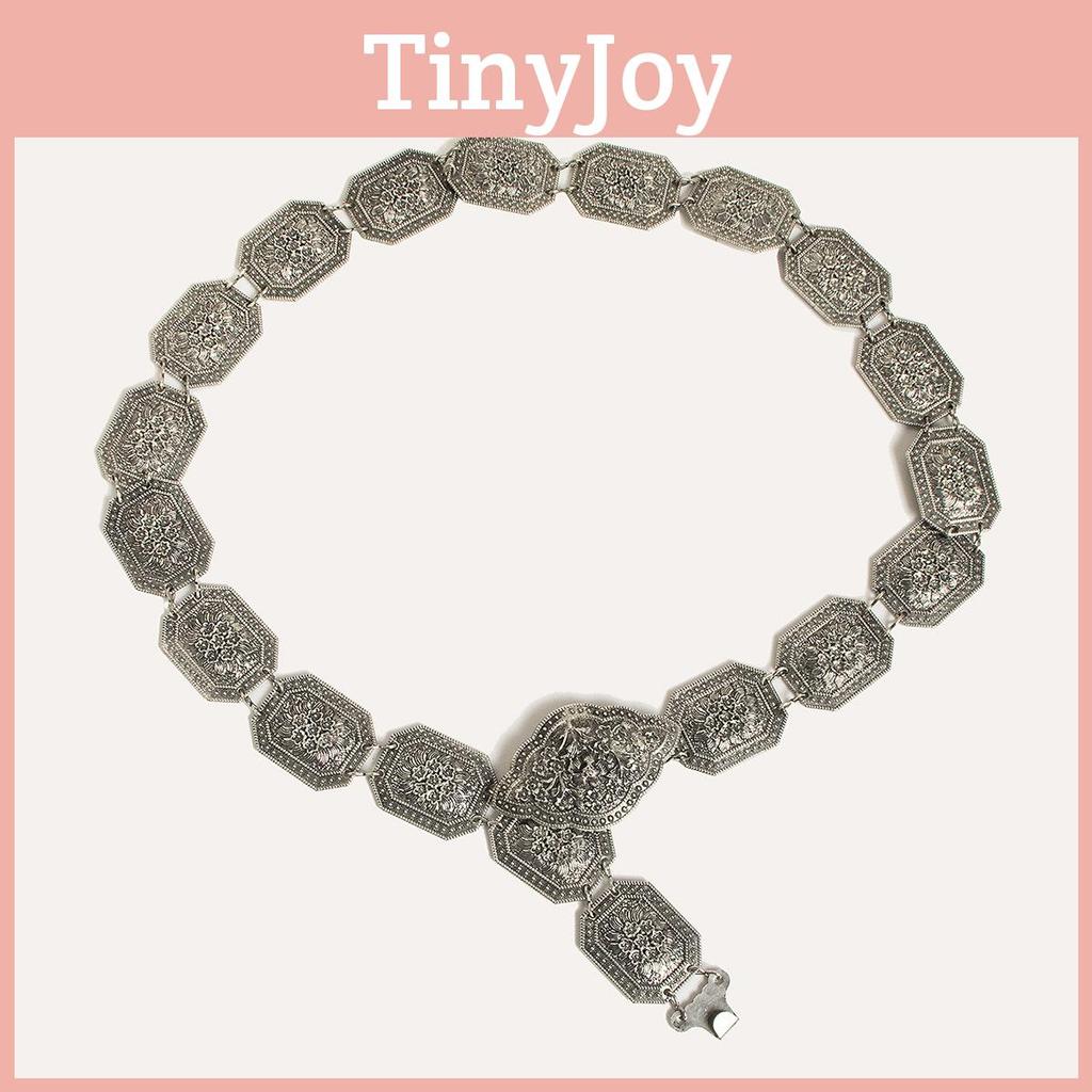 Geometric Metal Waist Chain For Women With Carved Design And Folk Style Fashion