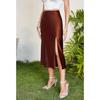 High Waist Satin Solid Color Split Long Bustier Skirt
