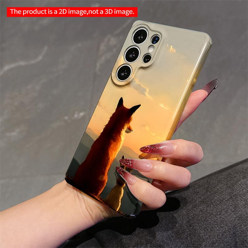 2DFlat Samsung phone case Fox and Rabbit at Sunset Horizon Applicable to Galaxy S23 S24 S25ULTRA S26 A12 A14 A15 A16 A54 A55