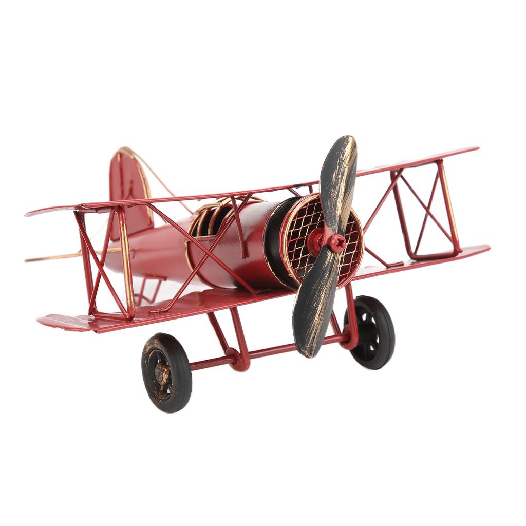 Iron Airplane Ornament Aircraft Retro Airplane Model Delicate Vintage Biplane Handicraft for Home Decoration Cafe Ornament