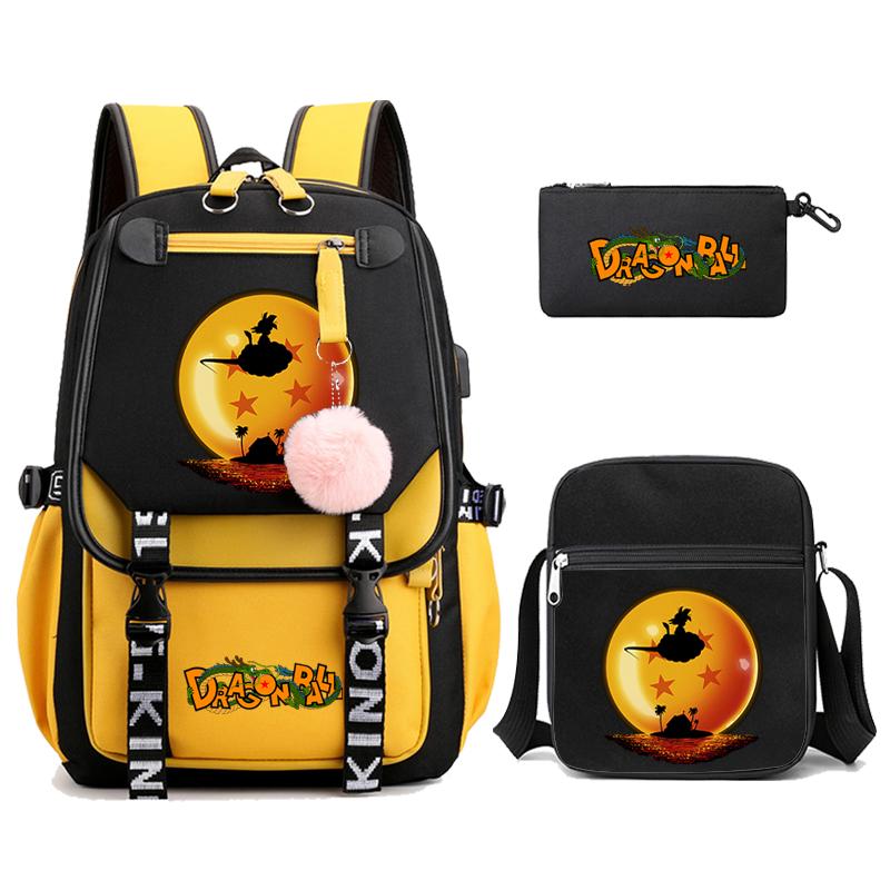 3Pcs/set Anime Dragon Ball Daily Laptop Backpack Lightweight bag for Men Women Travel Bag Student Girl Boy Back To School Unisex Bagpack Mochila