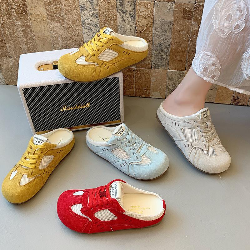 Inner Height Increase German Training Shoes Women's Bag Head Half Slippers Summer Wear 2025 Summer New Lazy One-pedal Women's Shoes