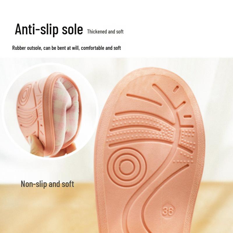 Women's Autumn Cartoon Cotton Anti-Slip Postpartum Slippers - Breathable, Thick-Soled, Parent-Child Home Shoes