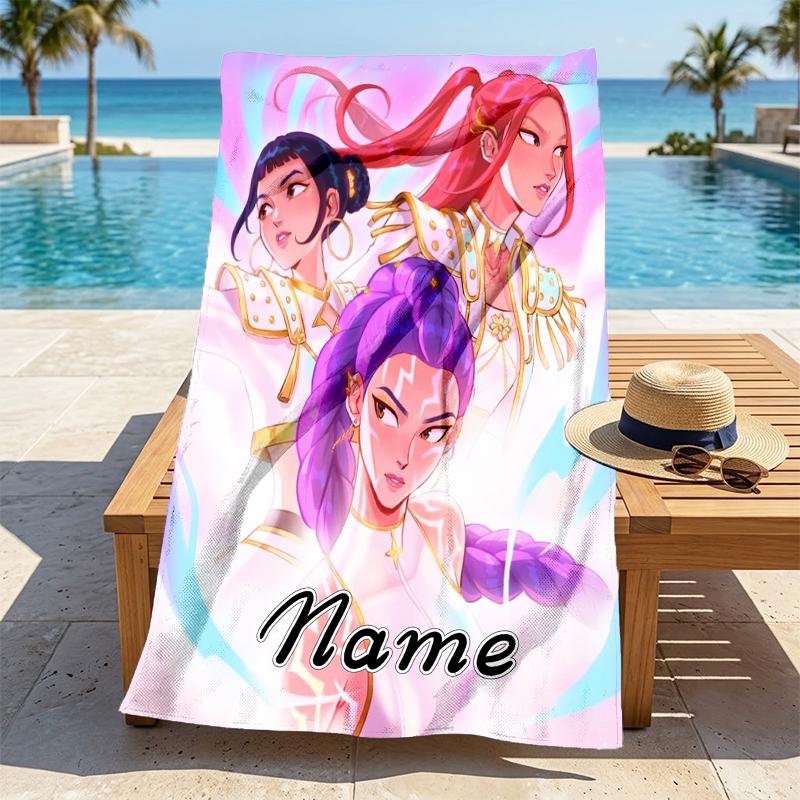 Custom Name Fantasy Heroes Stylish Digital Printing Beach Towel Quick‑Drying Absorbent Blanket for Beach Pool Gym Travel