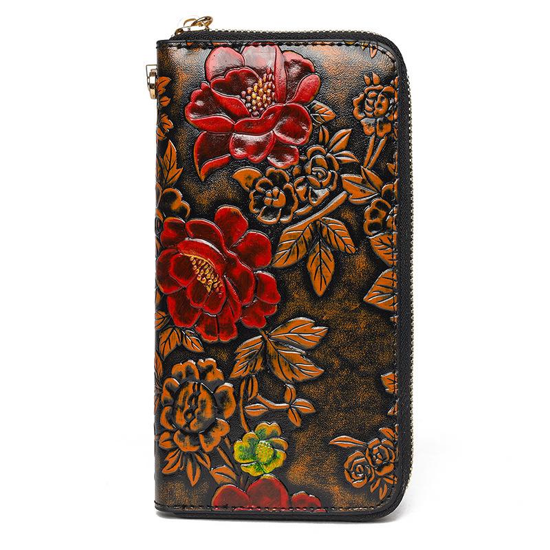 Fashionable Coin Purse, Retro Ethnic Style, Simple Camellia Phone Bag, Versatile for Commuting, Casual Handbag