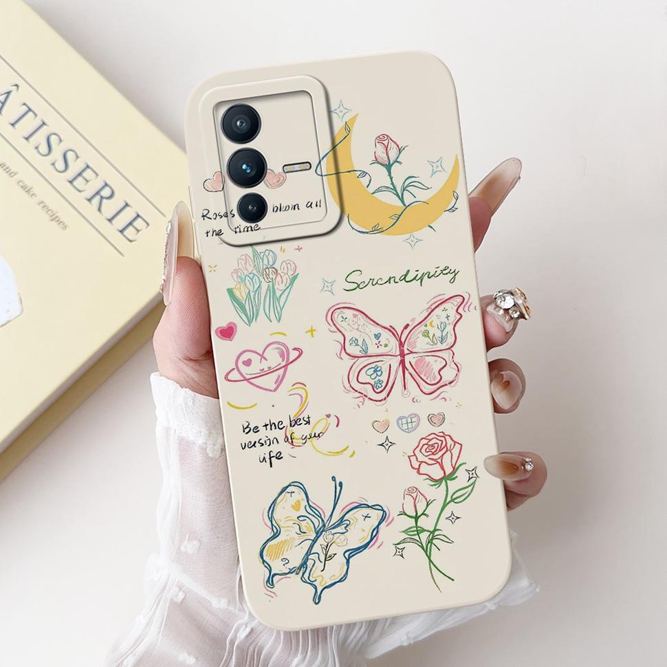 For Vivo V23 5G Case Soft Silicone Cute Patterned Cover Phone Cases For Vivo V 23 V23 V2130 V2303 Back Cover Funda ShockProof