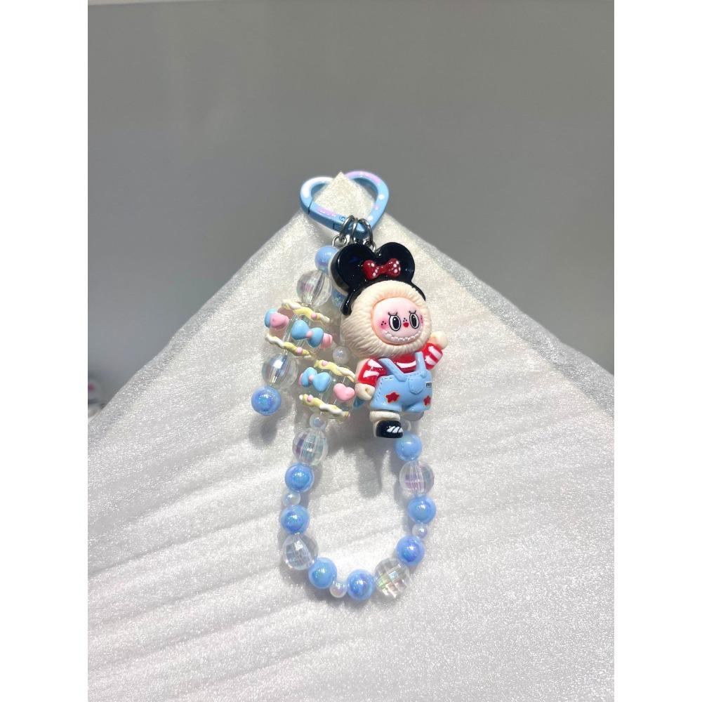 

Cute TOY Beaded Pull Mobile Phone Chain Keychain Pendant Girl Heart Bag Pendant Keychain синий