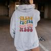 Damen Plus Size Sweatshirt mit doppeltem Kapuz mit Kordelzug und Buchstabenaufdruck, gefüttert