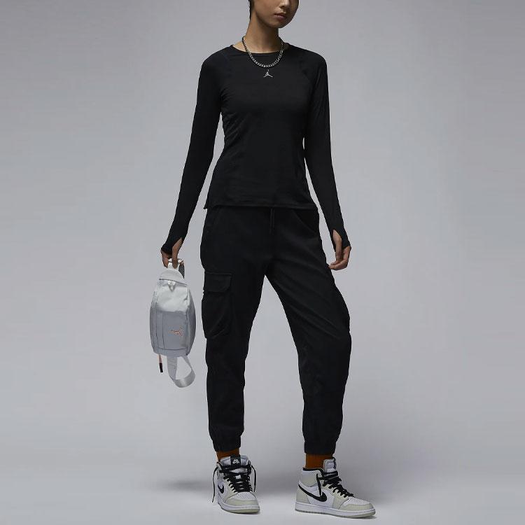 Jordan Slim-Fit Round-Neck Long-Sleeve T-Shirt With Logo Women Tops Black FD7383-010