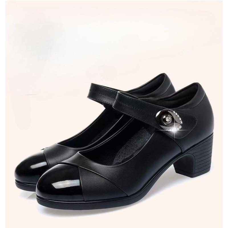 

Новые женские классические легкие туфли-лодочки с круглым носком на квадратном каблуке из черной искусственной кожи для офисной леди, туфли-лодочки на высоком каблуке 42 чёрный