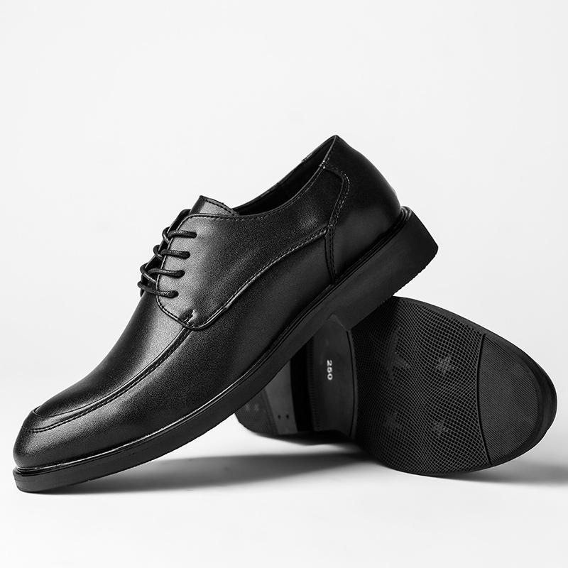 Men'S Casual Shoes Fashion Leather Shoes Lace-Up Breathable Leather Shoes Men Dress Shoes Business Shoes Black Work Shoes JZ-577