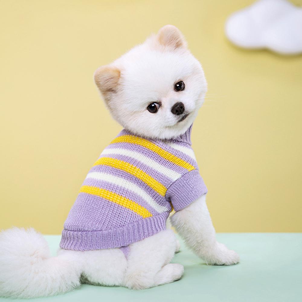Sweet Wool Knitted Pet Dog Clothing Multi-color Puppy Dog Pullover Cute Fashion Pet Color-block Knitted Sweater Pet Supply