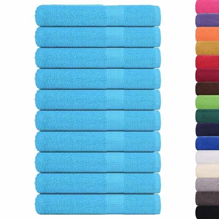 VidaXL Serviettes 10 pcs turquoise 100x200 cm 360 g/m² 100% coton, serviette de plage, serviette d'invité, grande serviette 136988