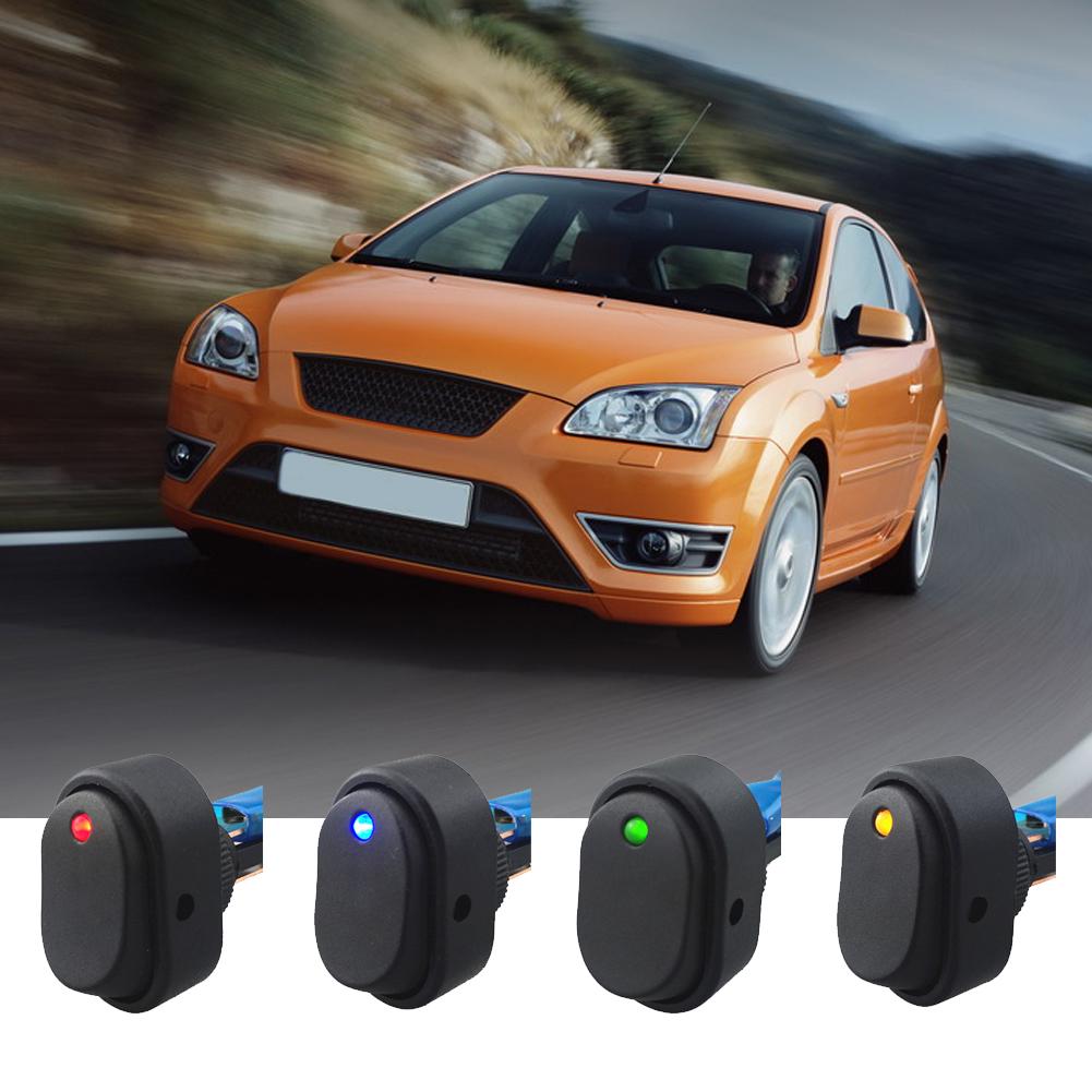 4Pcs 12V 30Amp 30A Car Boat Auto Rocker Switch ON OFF with Dot LED Light Illuminated Red Green Blue Yellow Rocker Switch