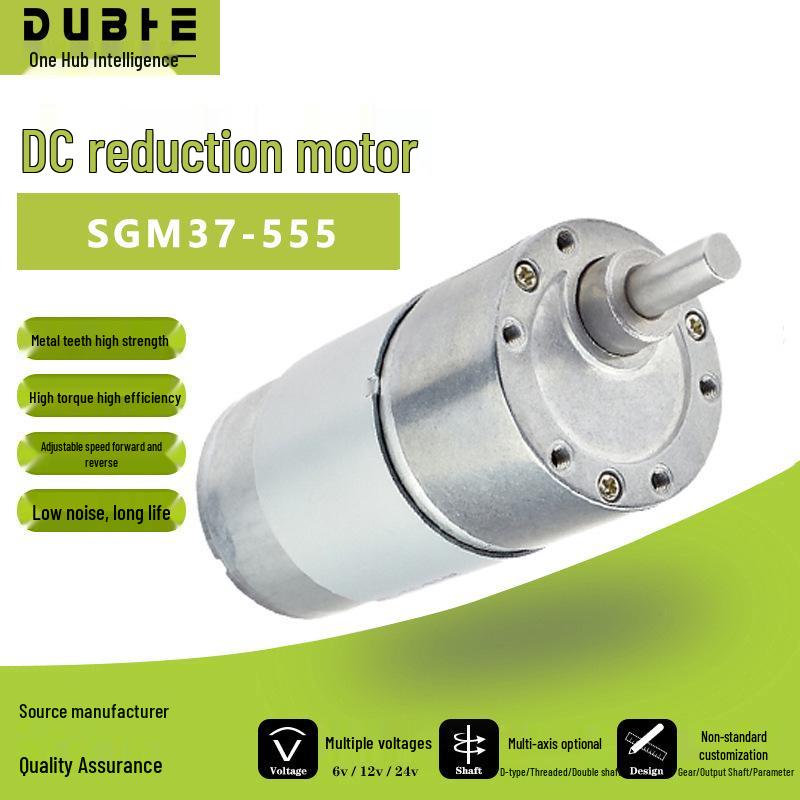 Motore Geared DC ad Alto Torque JGB37-555, 12V/24V, Bassa Velocità Regolabile, Avanti/Indietro.