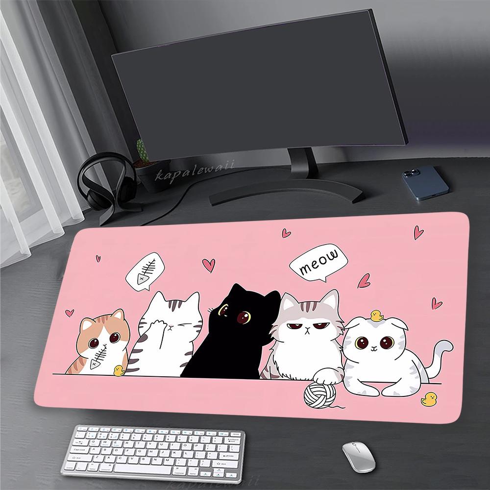Kawaii Niedliche Katze Mauspads Gamer Mauspads Große Tastaturpads Schreibtischunterlage Spiel-Mauspad Gaming-Tischteppich für ganztägigen Komfort