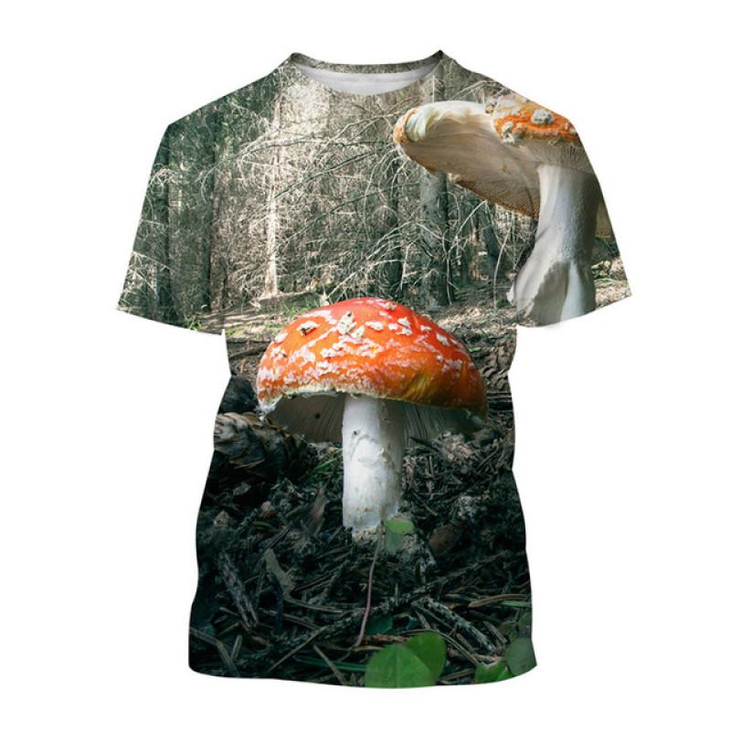 Osobnost Móda Houba Unisex Ležérní Tričko s Krátkým Rukávem Kulatý Výstřih Top Nový Zábavný HD 3d Potisk Letní Nadměrná Velikost Tričko