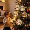 Glowing Tree Decorations Christmas Story Ornament, Mini Holiday Scene In Ball Hanging Decoration, Gift for Friends Light Up Acrylic Clear Pendant Xmas