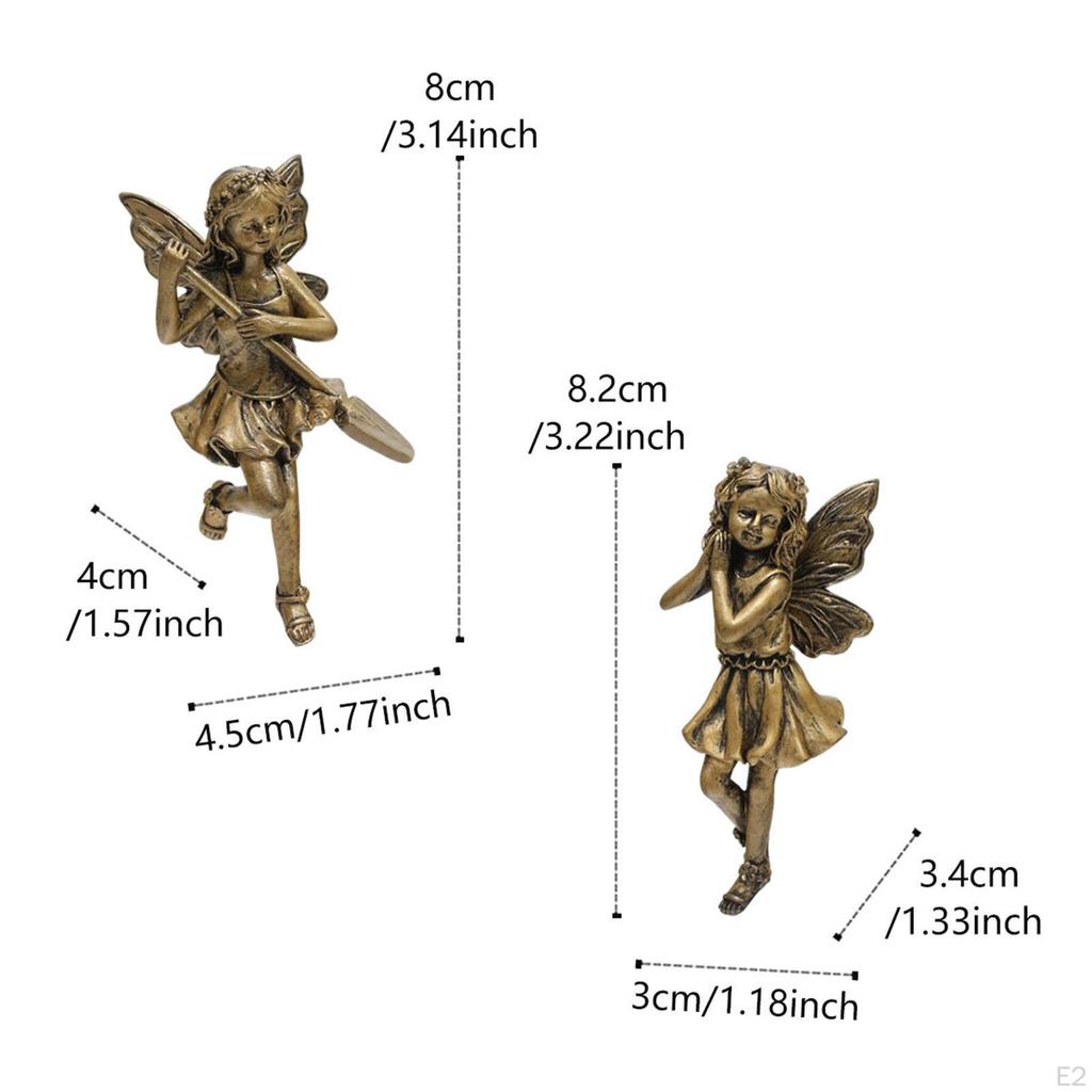 2 Pieces Fairy Sisters Statue Flower Pot Accessories Hanging Decoration Cute Resin Sculpture