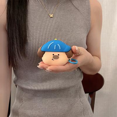 3D Cartoon Blue Hat Dog Protective Bluetooth Earphone Silicone Cover For Airpods Pro 2/Airpods Pro/Airpods 3 Case For Kids