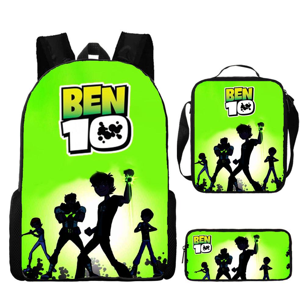 Less Hacker Backpack Ben 10 Student School Bag Anime Cartoon Backpack Lunch Bag Satchel Pencil Case