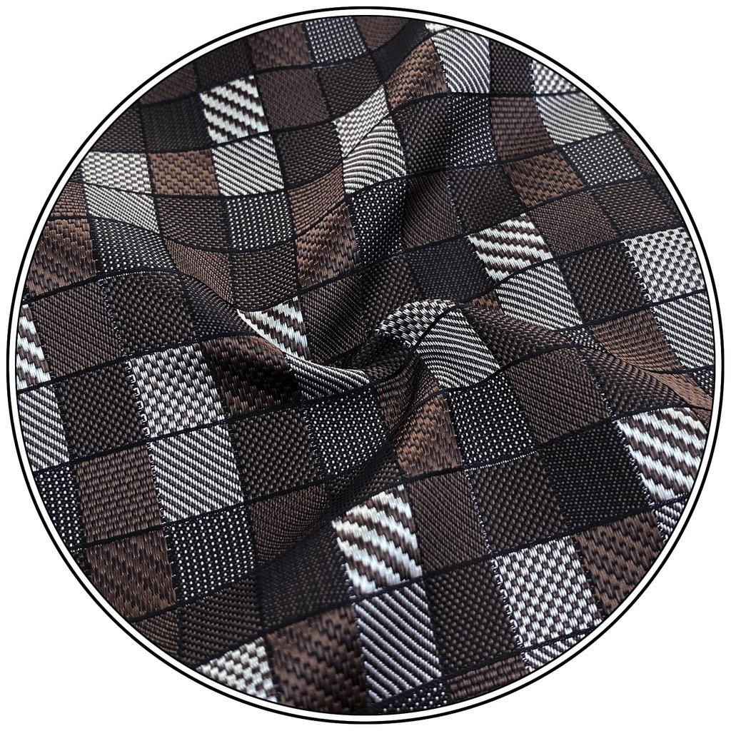 [S&W SHLAX&WING] Men's Check Tie, Mocha Brown Gray, Suit Accessory, Business, Wedding, Long, 160cm