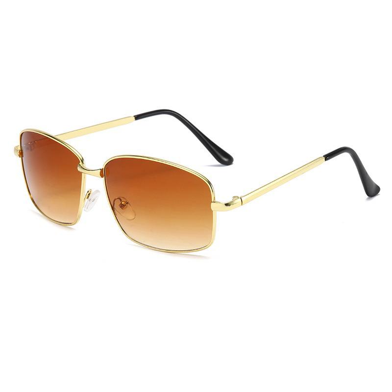 Men's Trendy Metal Square Sunglasses with Frog Mirror Lens for Street Style and Driving