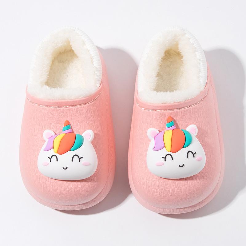Winter Kid Baby Boy Girl Slippers Newborn Cartoon Bear Non-slip Home Indoors Shoes Thick Warm Children Plus Fleece Shoes Slipper