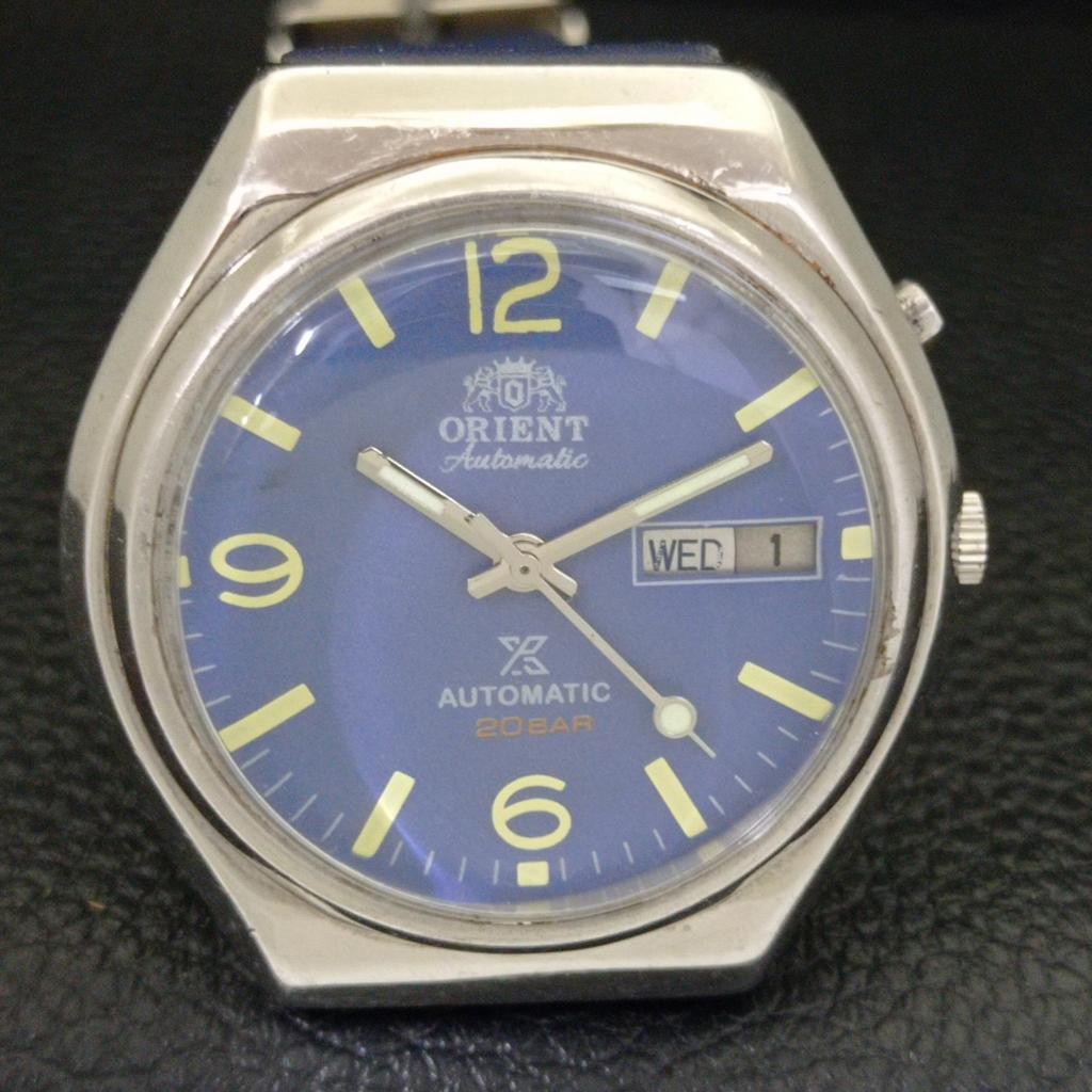 VINTAGE ORIENT AUTOMATIC 46941 JAPAN MENS BLUE COLOR DIAL WATCH A500755-5 R154-a500755