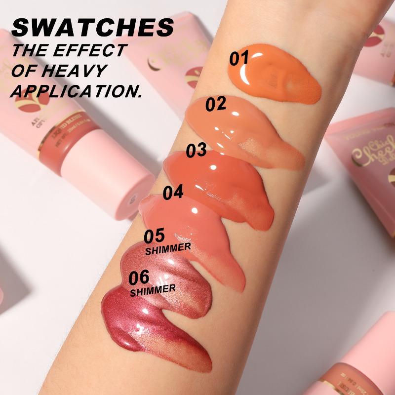 YOUNG VISION Plush Brush Head Fine Shimmer Liquid Blush 6 Colours Blush Lipstick All-in-One Liquid Blush