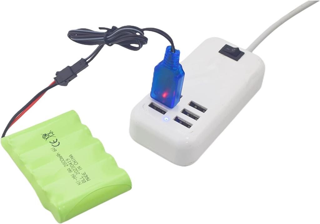6.0V 2800mAh AA Rechargeable Battery with SM-2P Plug and USB Charging Cable – Compatible with TB141 TB142 DE37