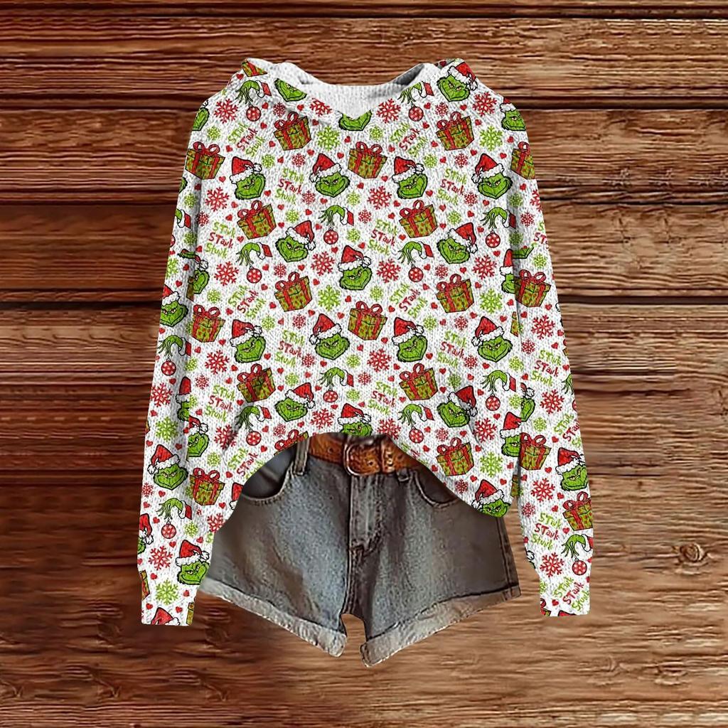 Sweatshirts For Women Knit Sweater Cute Shirt Fall Pullover Hooded Sweatshirt