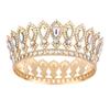Round Princess Queen Tiara European Crystal Full Crown Metal Bridal Wedding Crowns  Birthday Party