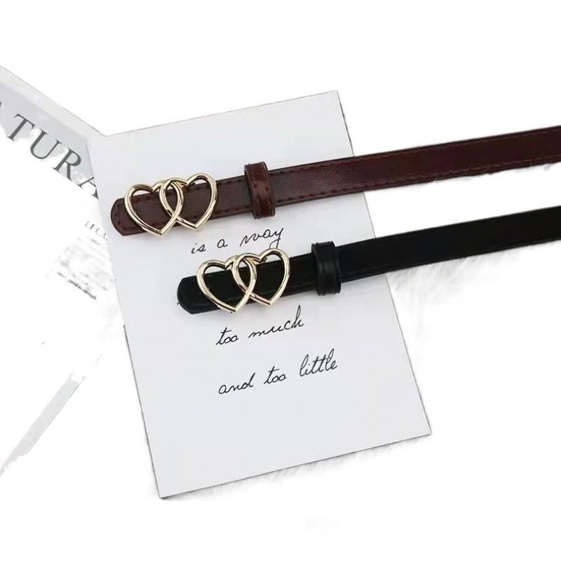 Pu Heart Trendy And Butterfly Buckle Womens Belt Fashionable Accessory For School And Work