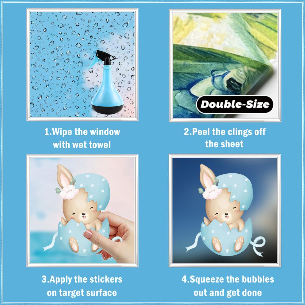 Easter Egg Bunny Static Cling Stickers 2026 New Window Decals for Glass Shop Display Decoration