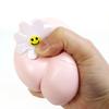 Slow-Rising Butt Peach Squeeze Toy with Smile Flower Soft PU Fidget