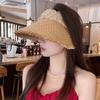 UV Protection Empty Top Straw Hat Woven Straw Folding Sunshade Hat Women's Sun Hats  Beach Vacation