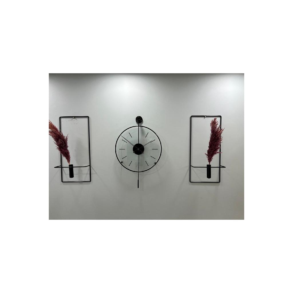 - Set Of 3 Black Massive Steel Case Metal Wall Clock, Modern Decorative Metal Wall Clock