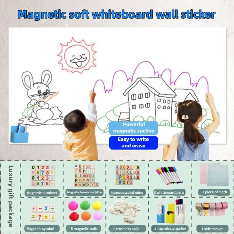 Sticker Soft Self-Adhesive White Board Kid Drawing Blackboard School Office Teaching Supplies Wall Magnetic Whiteboard