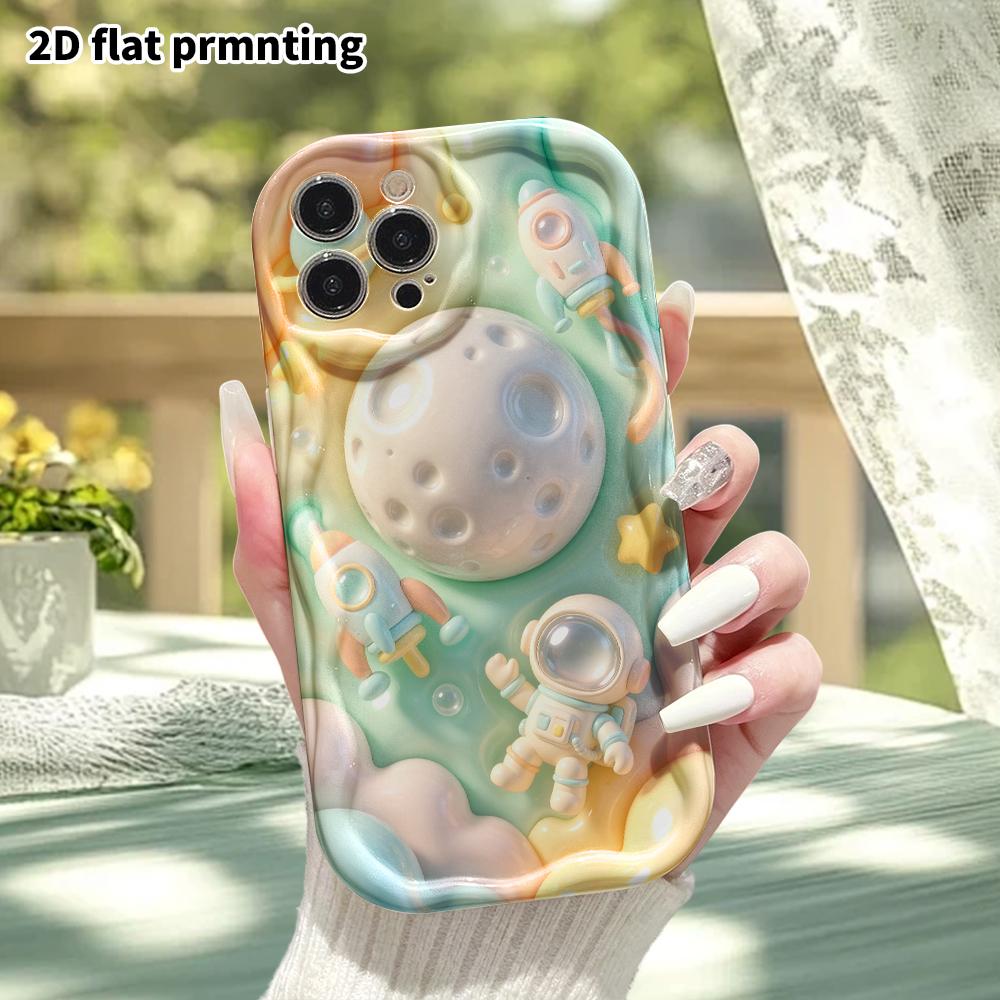 Phone case: 2D flat design, suitable for iPhone 18 17 16 15 14 13 Pro protective case, astronaut, perfect Christmas and Halloween holiday gift