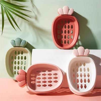 Portable Travel Soap Container Bathroom Soap Drain Holder Case Creative Cute Cartoon Radish Soap Box Bathroom Accessories