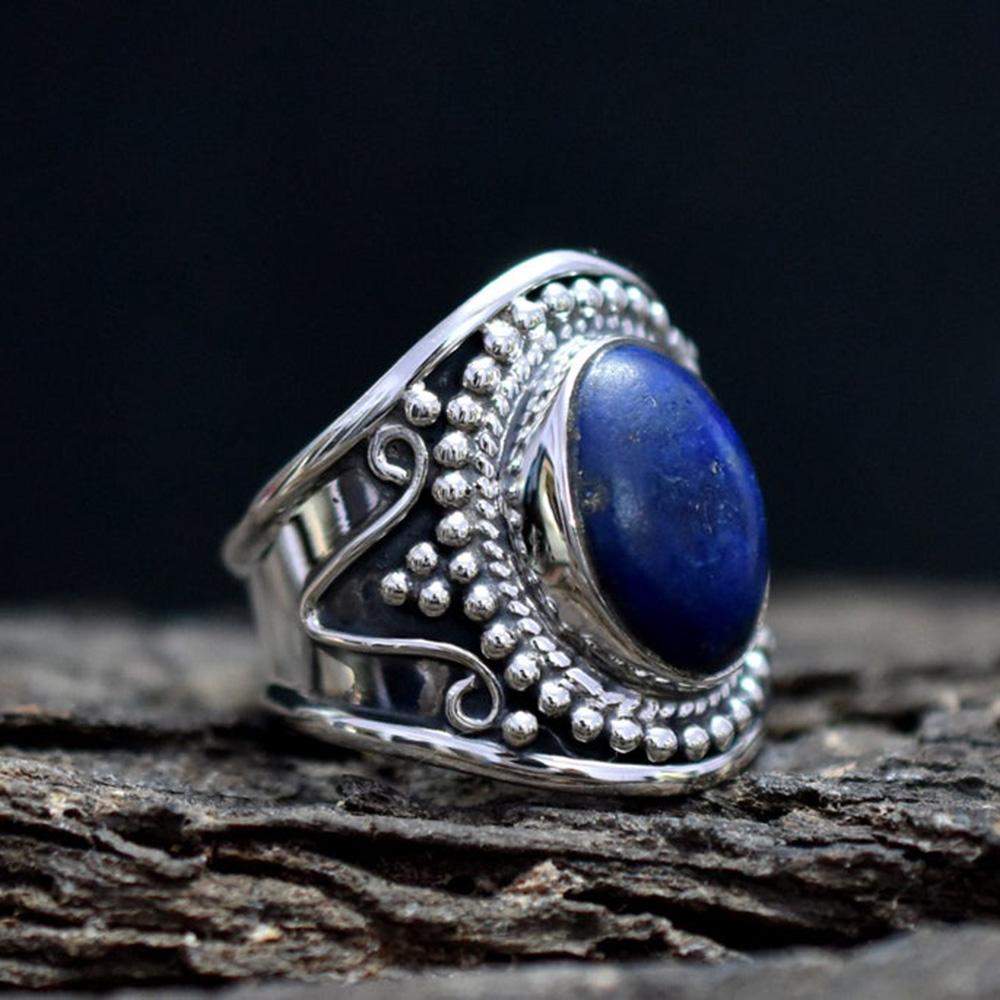 Natural Lapis Lazuli Ring, 925 Sterling Silver Ring, Handmade Ring, Lapis Gemstone Ring, Healing Jewelry, Blue Stone Ring