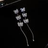 Silver Needle Super Flash Diamond Leaf Fringed Stud Earrings Temperament Earrings Women's Niche Design Earrings Light Luxury High Sense