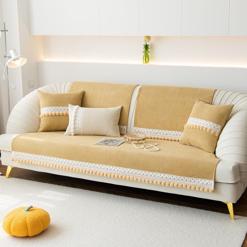 Light French Cream Wind Sofa Cushion Universal In All Seasons New  Non-Slip Leather Cushion Straight Row Cover Cover Cloth Towel