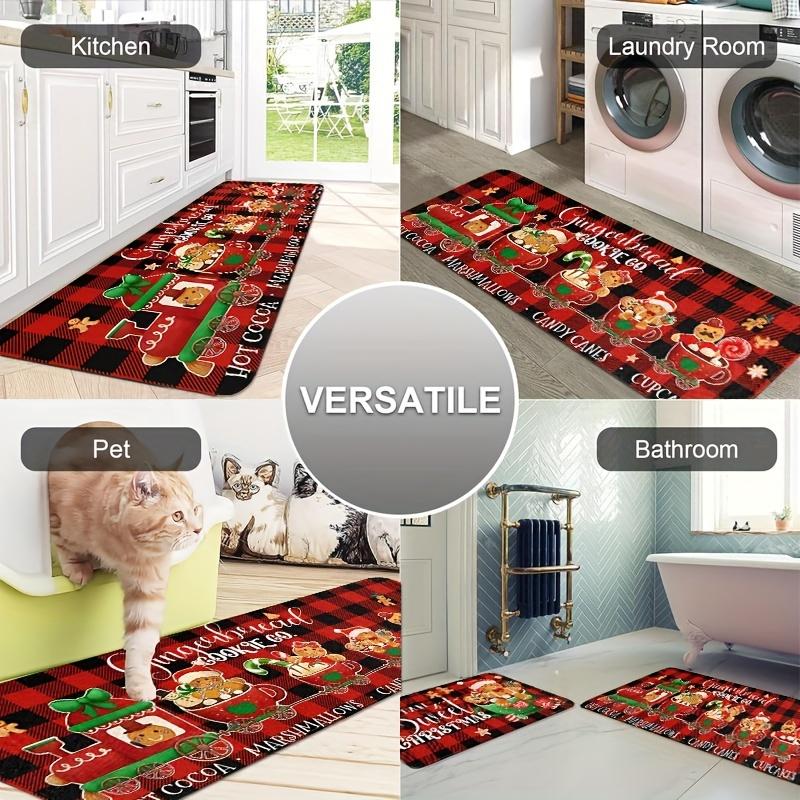 1Pcs Anti Fatigue Kitchen Rugs Christmas Cheer Waterproof Non-Slip Thick Cushioned Kitchen Mat Heavy Duty Comfort Standing Mat for Kitchen