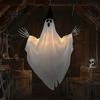 Leuchtende Geisterdekoration Halloween Hängend mit Hexenhut, Leuchtende Gruselige Spukhaus Requisiten Außen Dekoration für Veranda Baum, Szene Ornament