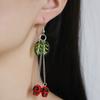 Halloween Creative and Personalized Cherry Skull Long Pendant Earrings, a Niche, Trendy and Versatile Women's Style