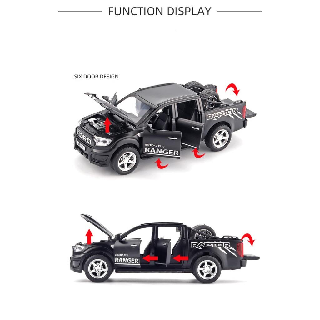 1/32 Ford Raptor F350 Pickup Alloy Car Model Diecast Metal Off-road Vehicles Car Model Simulation Sound and Light Kids Toys Gift