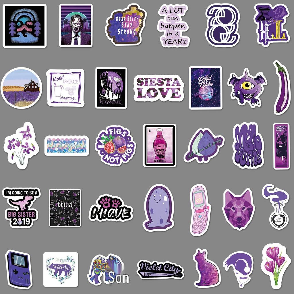 64 Unique Waterproof Purple Stickers for Scooters, Suitcases, Cars, and Phones