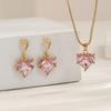 3pcs Y2K Heart Jewelry Set, Stud Earrings & Layered Necklace, Daily & Party Wear, Ideal Valentine's Gift